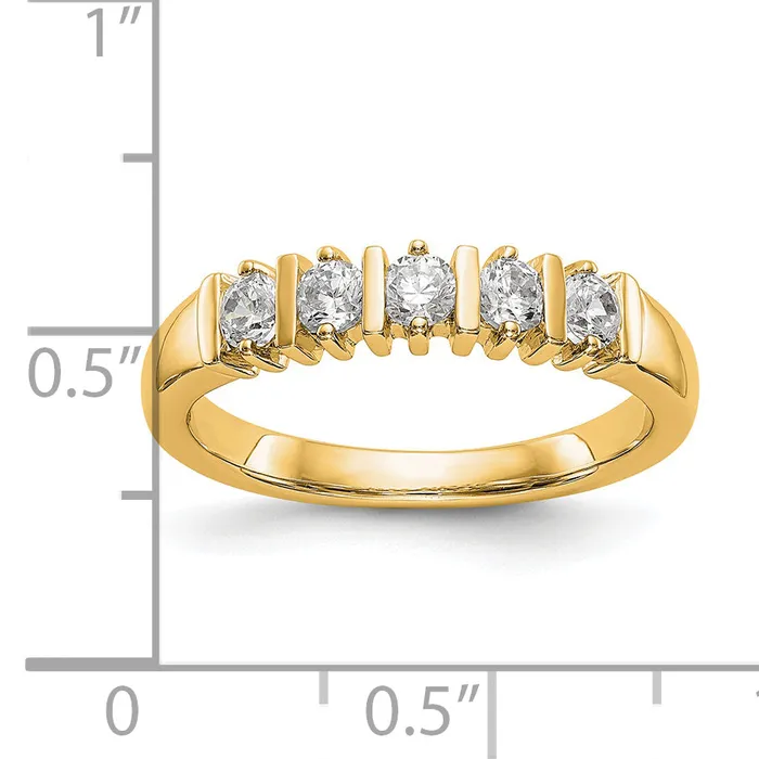 Goldia Rings 047ct CZ Solid Real 14K Yellow Gold 5Stone Wedding Band Ring