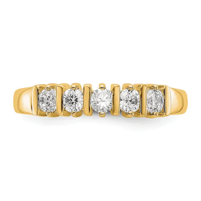 Goldia Rings 047ct CZ Solid Real 14K Yellow Gold 5Stone Wedding Band Ring
