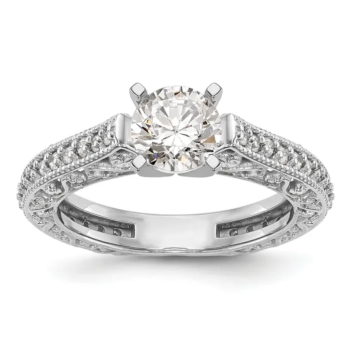 Goldia Rings 048ct CZ Solid Real 14K White Gold Peg Set Engagement Ring