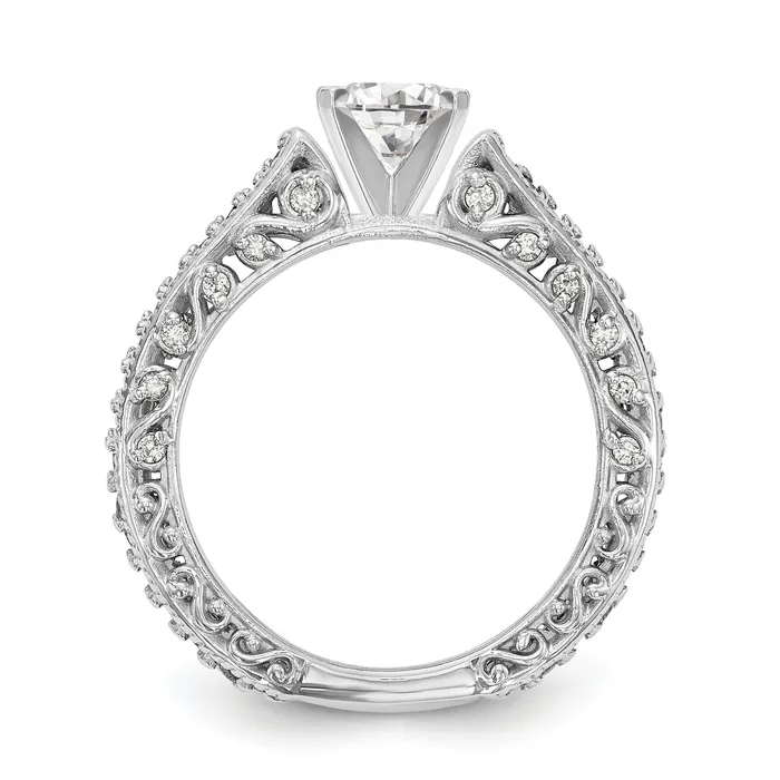Goldia Rings 048ct CZ Solid Real 14K White Gold Peg Set Engagement Ring