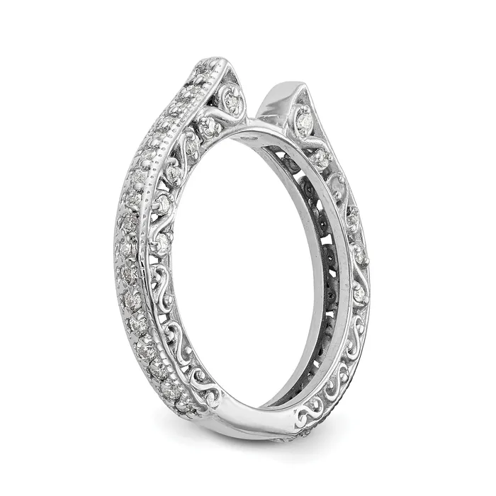 Goldia Rings 048ct CZ Solid Real 14K White Gold Peg Set Engagement Ring