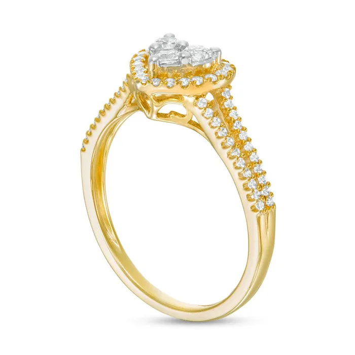 Goldia Rings 050 CT TW Composite Natural Diamond Heart Frame Ring in Solid 10K Yellow Gold Goldia Rings 050 CT TW Composite Natural Diamond Heart Frame Ring in Solid 10K Yellow Gold