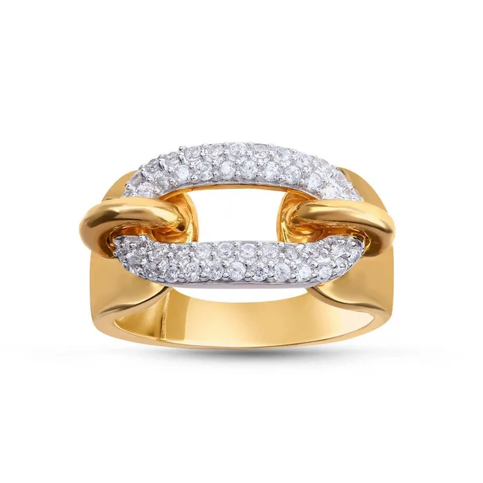 Goldia Rings 050 CT TW Natural Diamond Single Chain Link Ring in Solid 10K Yellow Gold Goldia Rings 050 CT TW Natural Diamond Single Chain Link Ring in Solid 10K Yellow Gold