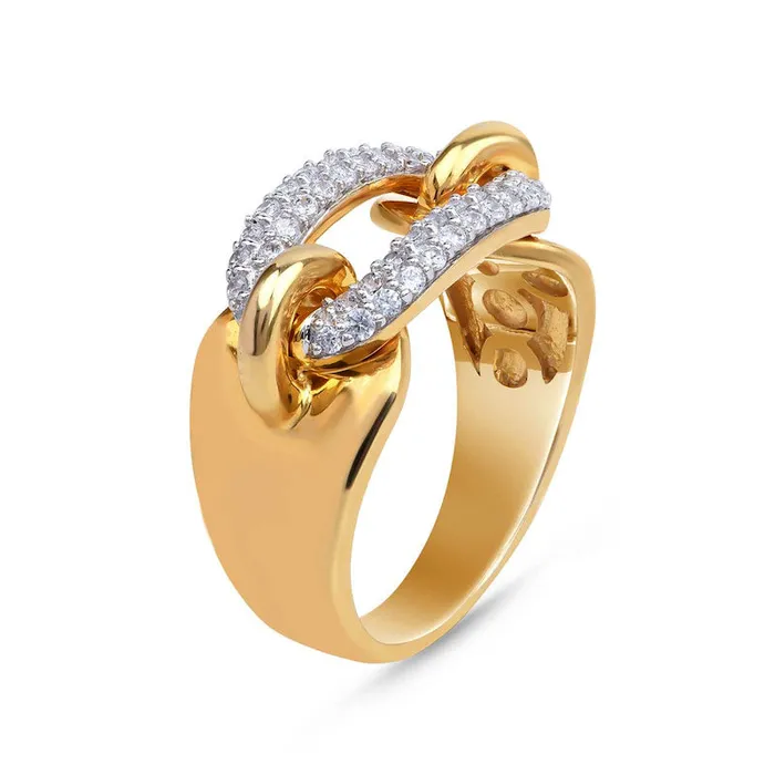 Goldia Rings 050 CT TW Natural Diamond Single Chain Link Ring in Solid 10K Yellow Gold Goldia Rings 050 CT TW Natural Diamond Single Chain Link Ring in Solid 10K Yellow Gold
