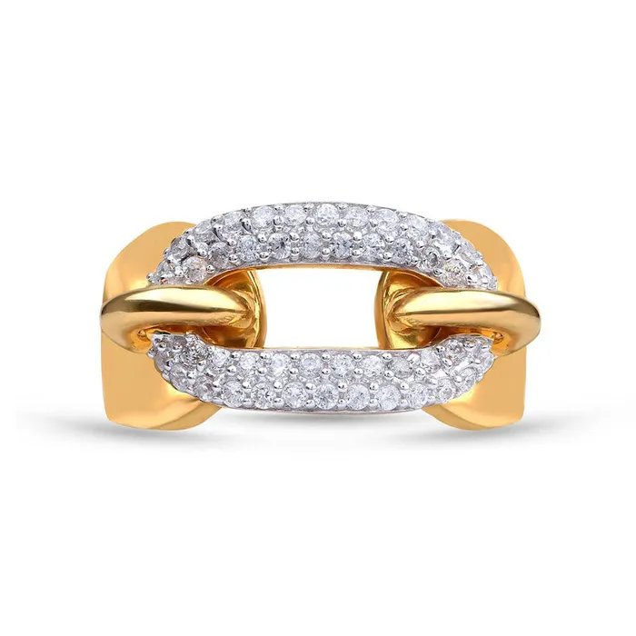Goldia Rings 050 CT TW Natural Diamond Single Chain Link Ring in Solid 10K Yellow Gold Goldia Rings 050 CT TW Natural Diamond Single Chain Link Ring in Solid 10K Yellow Gold