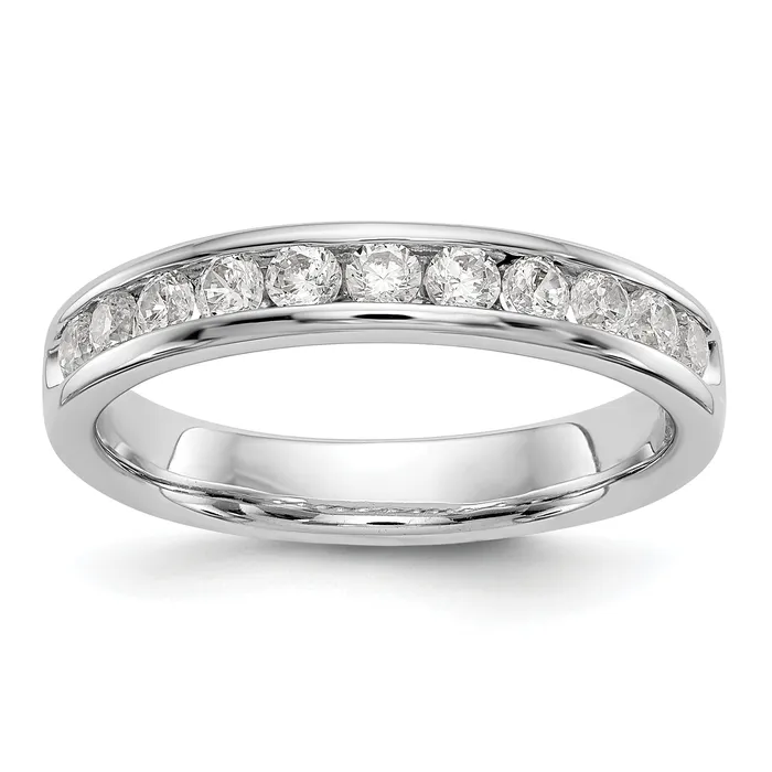 Goldia Rings 051ct CZ Solid Real 14K White Gold 11Stone Channel Wedding Band Ring