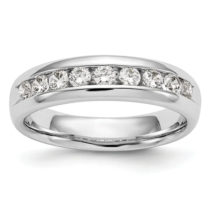 Goldia Rings 071ct CZ Solid Real 14K White Gold 9Stone Channel Wedding Band Ring Goldia Rings 071ct CZ Solid Real 14K White Gold 9Stone Channel Wedding Band Ring