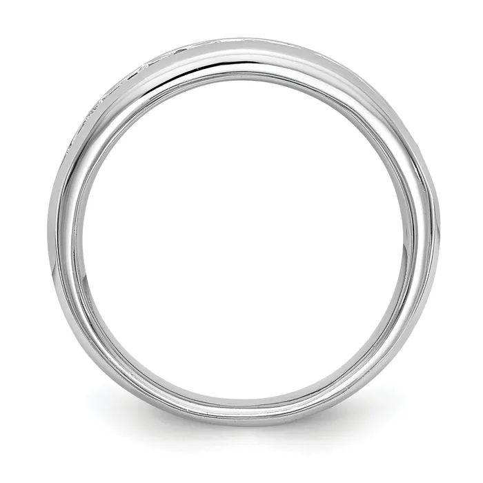 Goldia Rings 071ct CZ Solid Real 14K White Gold 9Stone Channel Wedding Band Ring