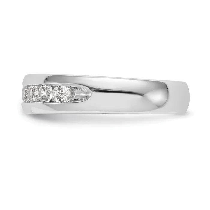 Goldia Rings 071ct CZ Solid Real 14K White Gold 9Stone Channel Wedding Band Ring
