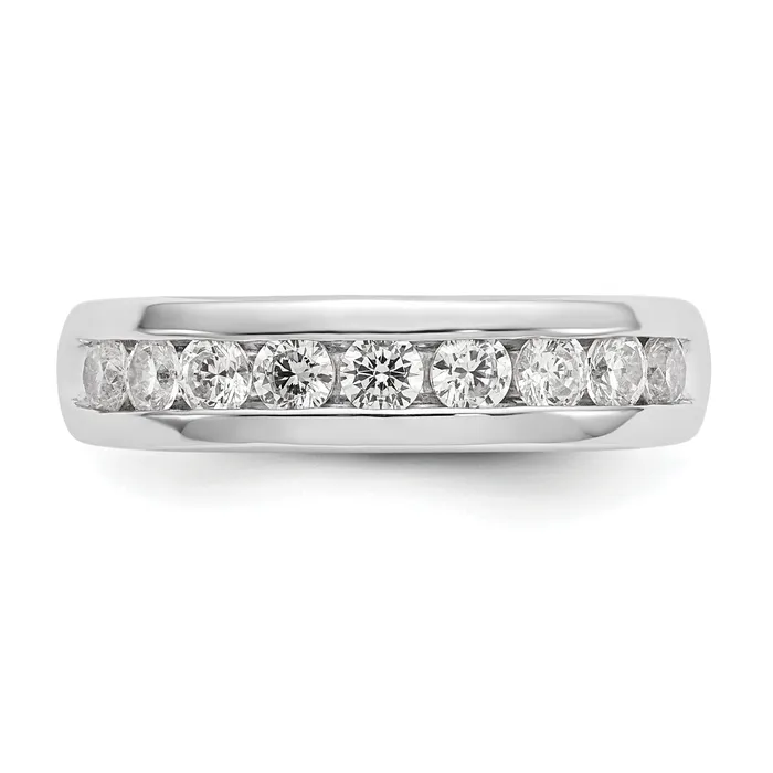 Goldia Rings 071ct CZ Solid Real 14K White Gold 9Stone Channel Wedding Band Ring