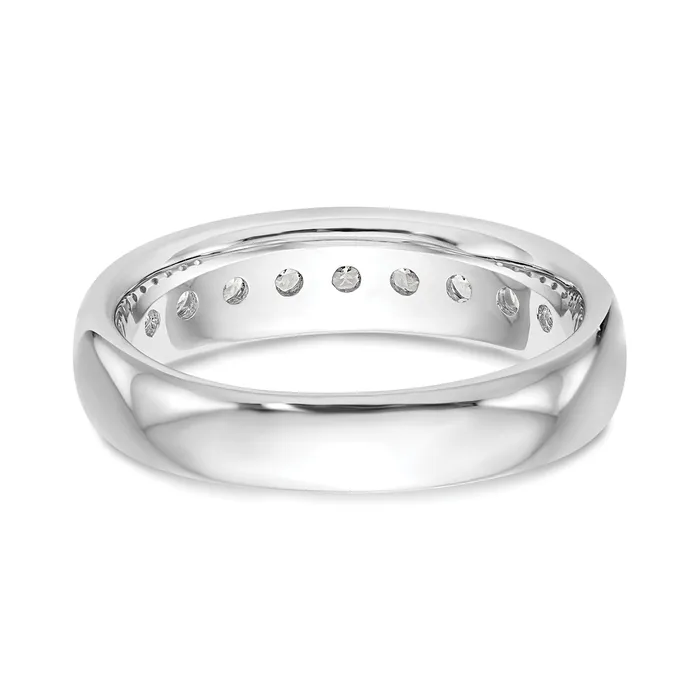 Goldia Rings 071ct CZ Solid Real 14K White Gold 9Stone Channel Wedding Band Ring