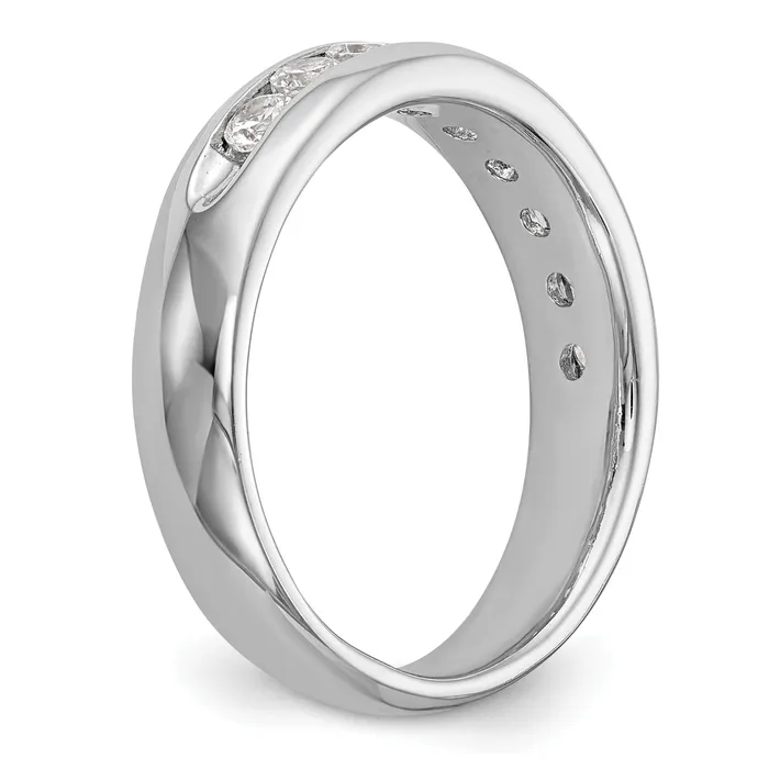 Goldia Rings 071ct CZ Solid Real 14K White Gold 9Stone Channel Wedding Band Ring