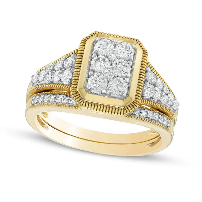 Goldia Rings 075 CT TW Composite Natural Diamond Frame Antique VintageStyle Bridal Engagement Ring Set in Solid 10K Yellow Gold Goldia Rings 075 CT TW Composite Natural Diamond Frame Antique VintageStyle Bridal Engagement Ring Set in Solid 10K Yellow Gold