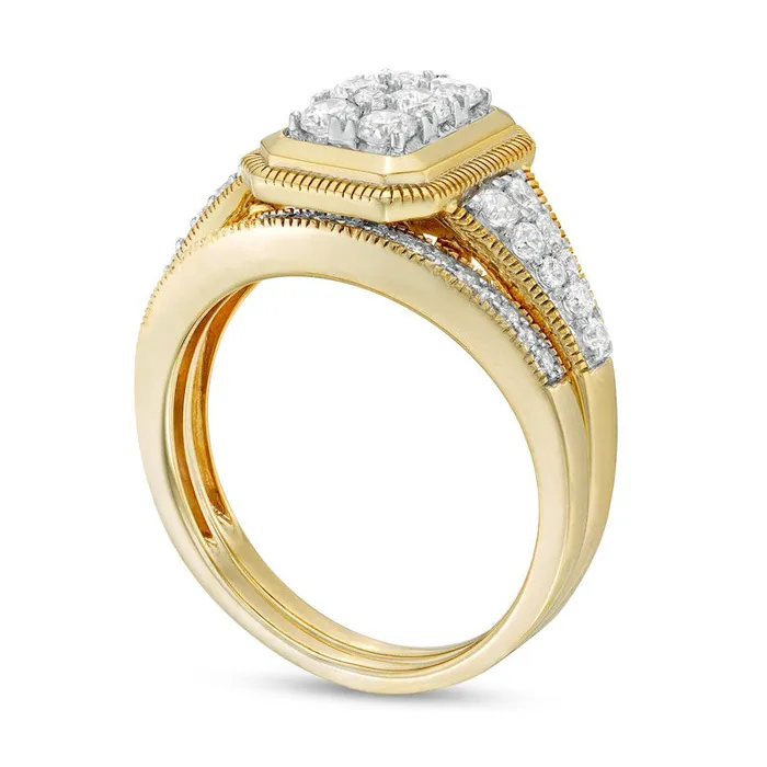 Goldia Rings 075 CT TW Composite Natural Diamond Frame Antique VintageStyle Bridal Engagement Ring Set in Solid 10K Yellow Gold Goldia Rings 075 CT TW Composite Natural Diamond Frame Antique VintageStyle Bridal Engagement Ring Set in Solid 10K Yellow Gold