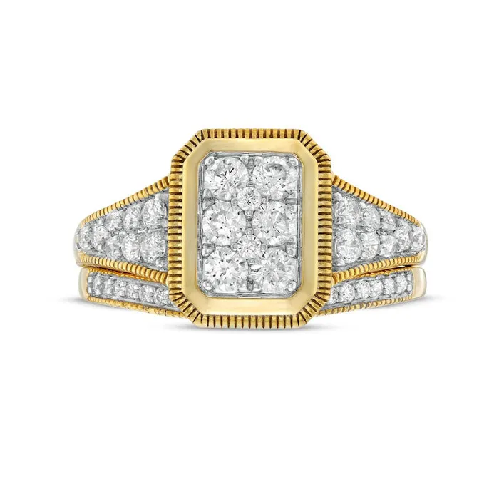 Goldia Rings 075 CT TW Composite Natural Diamond Frame Antique VintageStyle Bridal Engagement Ring Set in Solid 10K Yellow Gold Goldia Rings 075 CT TW Composite Natural Diamond Frame Antique VintageStyle Bridal Engagement Ring Set in Solid 10K Yellow Gold