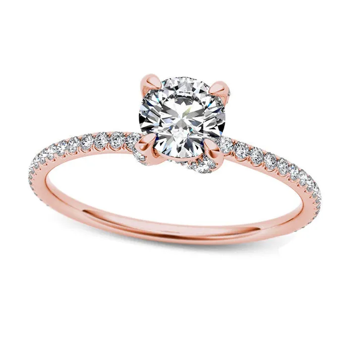 Goldia Rings 075 CT TW Natural Diamond Engagement Ring in Solid 14K Rose Gold Goldia Rings 075 CT TW Natural Diamond Engagement Ring in Solid 14K Rose Gold