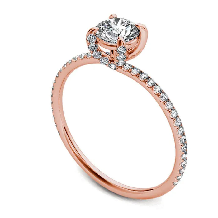 Goldia Rings 075 CT TW Natural Diamond Engagement Ring in Solid 14K Rose Gold Goldia Rings 075 CT TW Natural Diamond Engagement Ring in Solid 14K Rose Gold