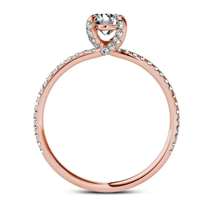 Goldia Rings 075 CT TW Natural Diamond Engagement Ring in Solid 14K Rose Gold Goldia Rings 075 CT TW Natural Diamond Engagement Ring in Solid 14K Rose Gold