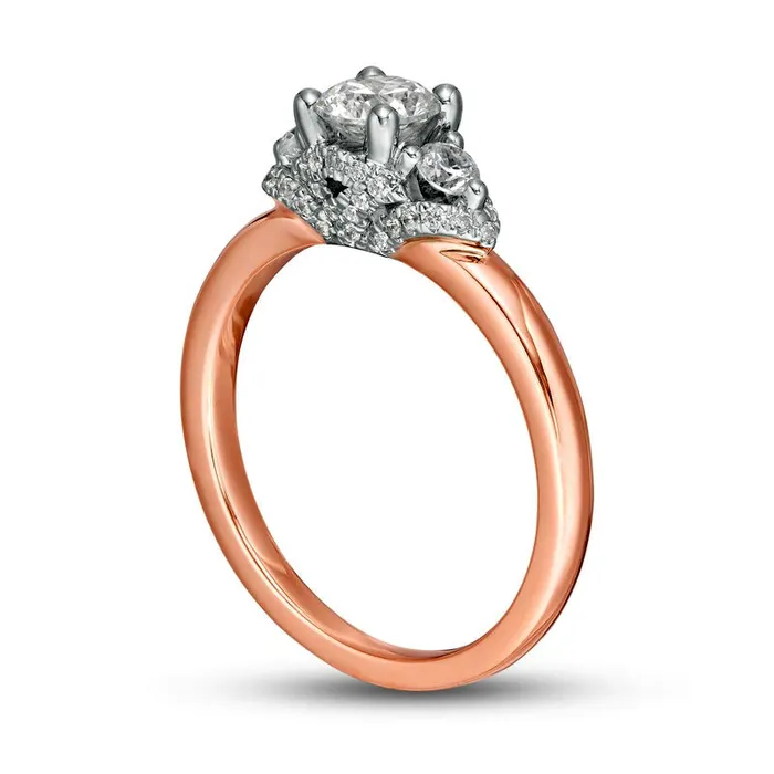 Goldia Rings 075 CT TW Natural Diamond Three Stone Engagement Ring in Solid 14K TwoTone Gold Goldia Rings 075 CT TW Natural Diamond Three Stone Engagement Ring in Solid 14K TwoTone Gold