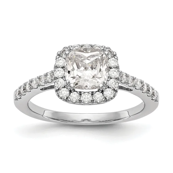 Goldia Rings 075ct CZ Solid Real 14K White Gold Cushion Halo Engagement Ring Goldia Rings 075ct CZ Solid Real 14K White Gold Cushion Halo Engagement Ring
