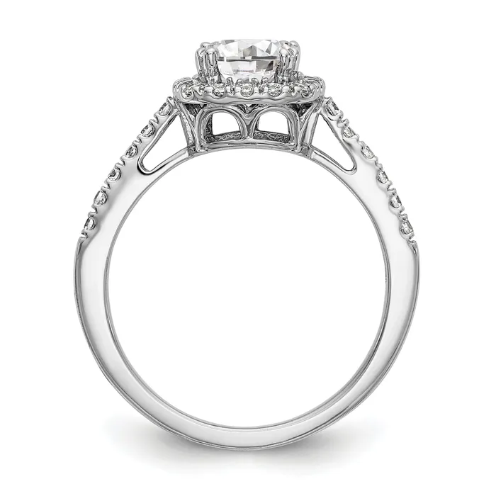 Goldia Rings 075ct CZ Solid Real 14K White Gold Cushion Halo Engagement Ring