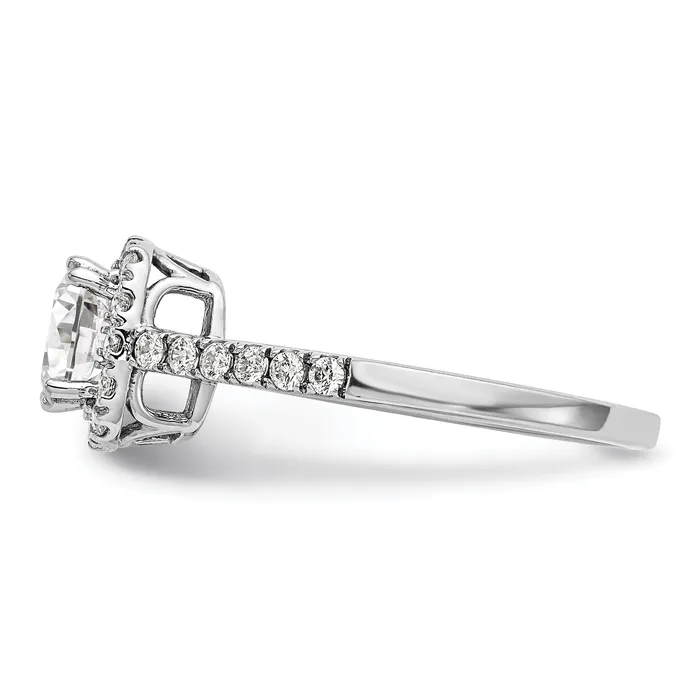 Goldia Rings 075ct CZ Solid Real 14K White Gold Cushion Halo Engagement Ring