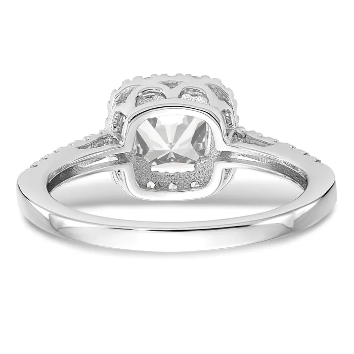 Goldia Rings 075ct CZ Solid Real 14K White Gold Cushion Halo Engagement Ring