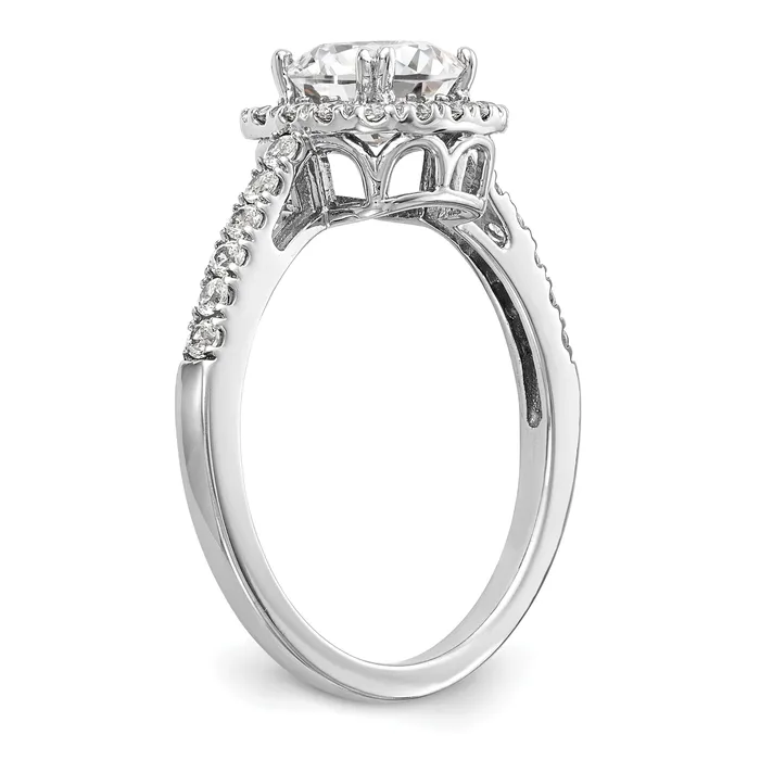 Goldia Rings 075ct CZ Solid Real 14K White Gold Cushion Halo Engagement Ring