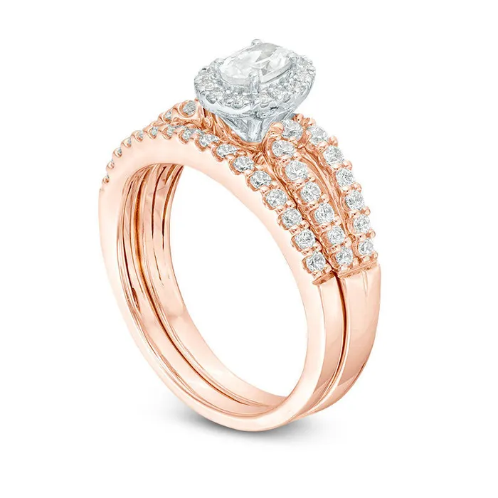 Goldia Rings 10 CT TW Certified Oval Natural Diamond Frame Split Shank Bridal Engagement Ring Set in Solid 14K Rose Gold II1 Goldia Rings 10 CT TW Certified Oval Natural Diamond Frame Split Shank Bridal Engagement Ring Set in Solid 14K Rose Gold II1