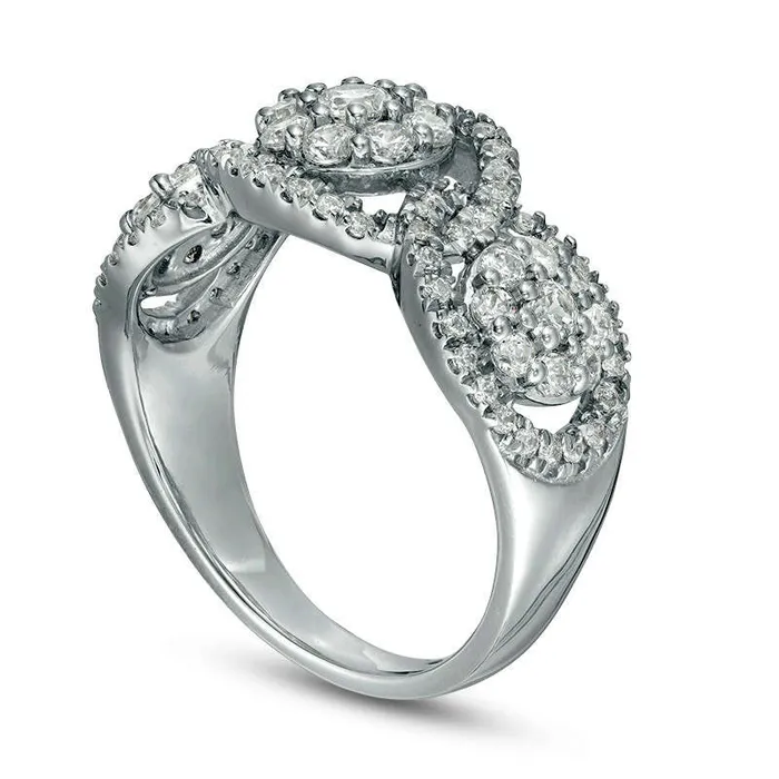 Goldia Rings 10 CT TW Composite Natural Diamond Three Stone Frame Ring in Solid 10K White Gold Goldia Rings 10 CT TW Composite Natural Diamond Three Stone Frame Ring in Solid 10K White Gold