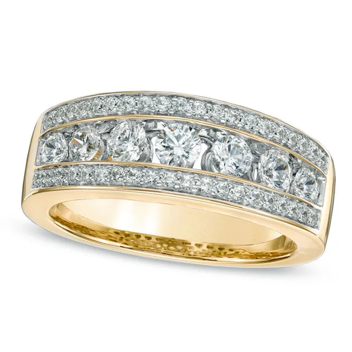 Goldia Rings 10 CT TW Natural Diamond Seven Stone Band in Solid 14K Gold Goldia Rings 10 CT TW Natural Diamond Seven Stone Band in Solid 14K Gold