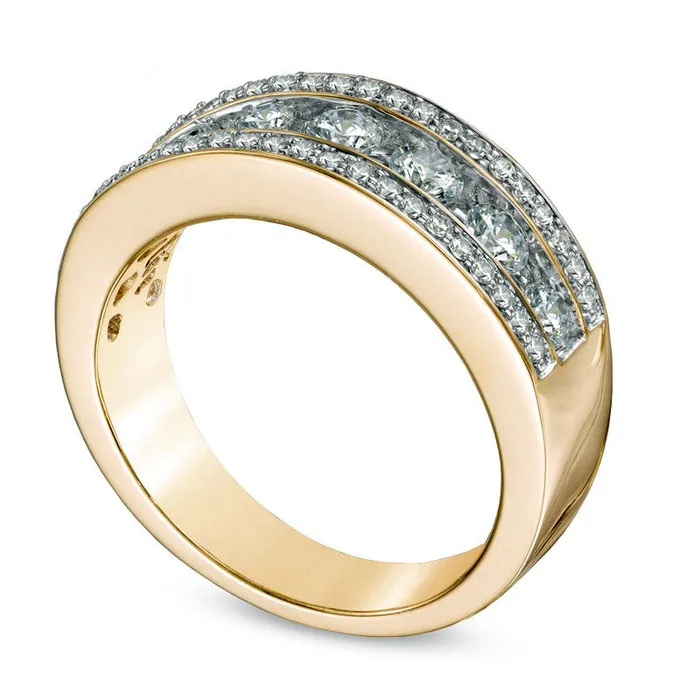 Goldia Rings 10 CT TW Natural Diamond Seven Stone Band in Solid 14K Gold Goldia Rings 10 CT TW Natural Diamond Seven Stone Band in Solid 14K Gold