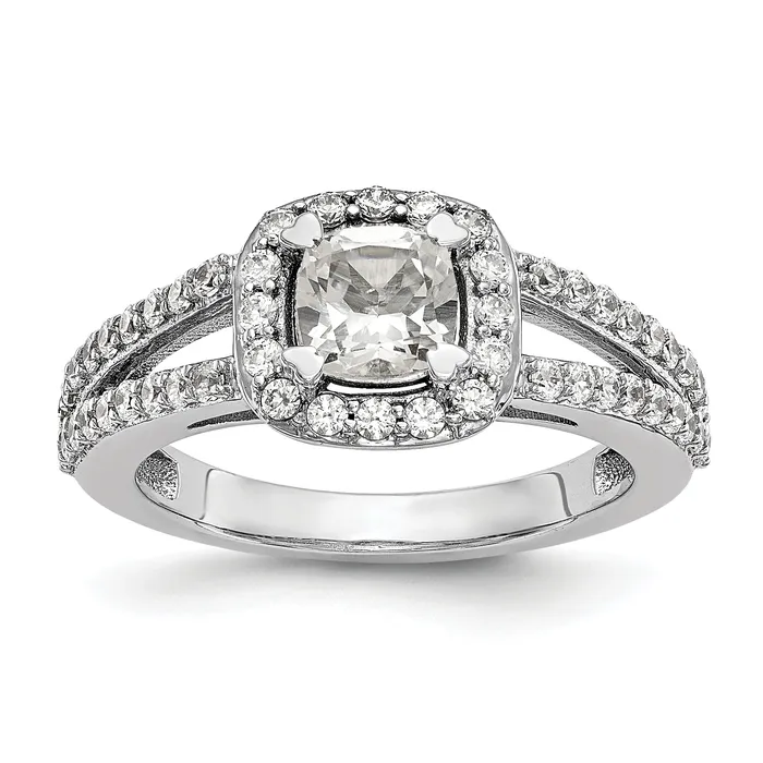 Goldia Rings 100ct CZ Solid Real 14K White Gold Cushion Halo Engagement Ring Goldia Rings 100ct CZ Solid Real 14K White Gold Cushion Halo Engagement Ring