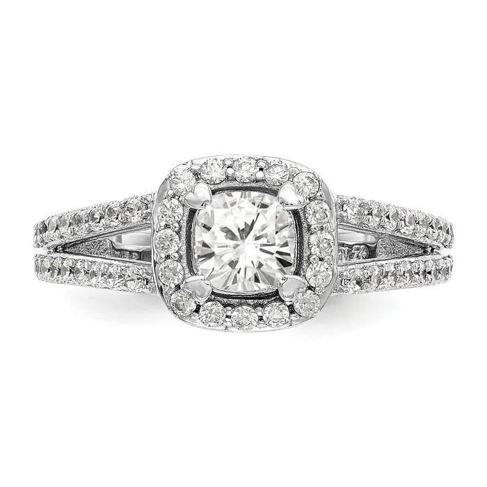 Goldia Rings 100ct CZ Solid Real 14K White Gold Cushion Halo Engagement Ring