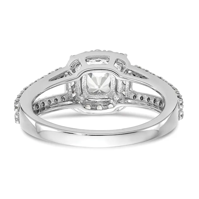 Goldia Rings 100ct CZ Solid Real 14K White Gold Cushion Halo Engagement Ring