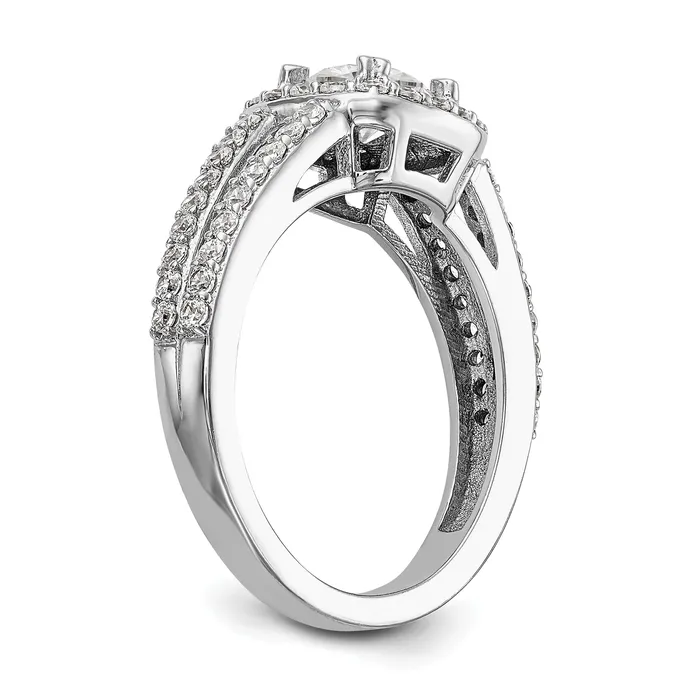Goldia Rings 100ct CZ Solid Real 14K White Gold Cushion Halo Engagement Ring
