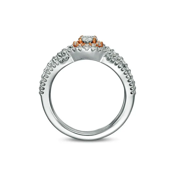 Goldia Rings 117 CT TW Natural Diamond Frame Bypass Bridal Engagement Ring Set in Solid 10K TwoTone Gold Goldia Rings 117 CT TW Natural Diamond Frame Bypass Bridal Engagement Ring Set in Solid 10K TwoTone Gold