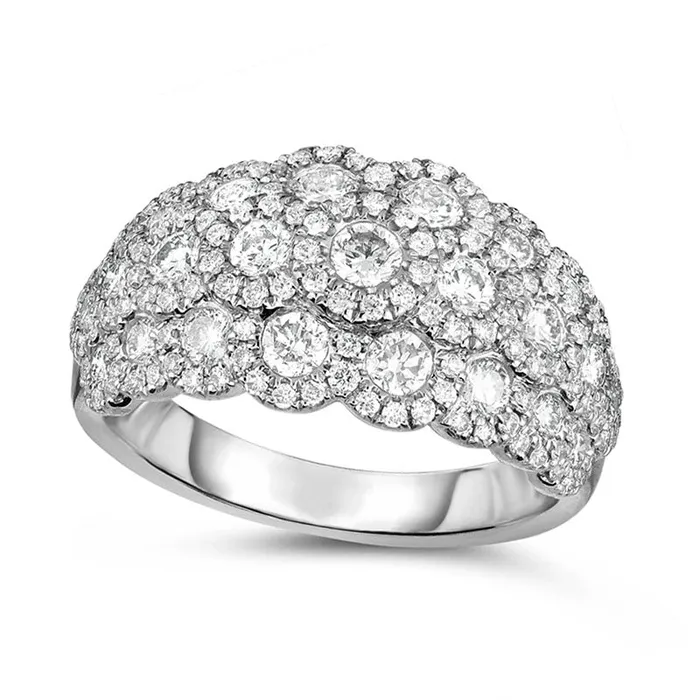 Goldia Rings 15 CT TW Natural Diamond Frame MultiRow Ring in Solid 14K White Gold Goldia Rings 15 CT TW Natural Diamond Frame MultiRow Ring in Solid 14K White Gold