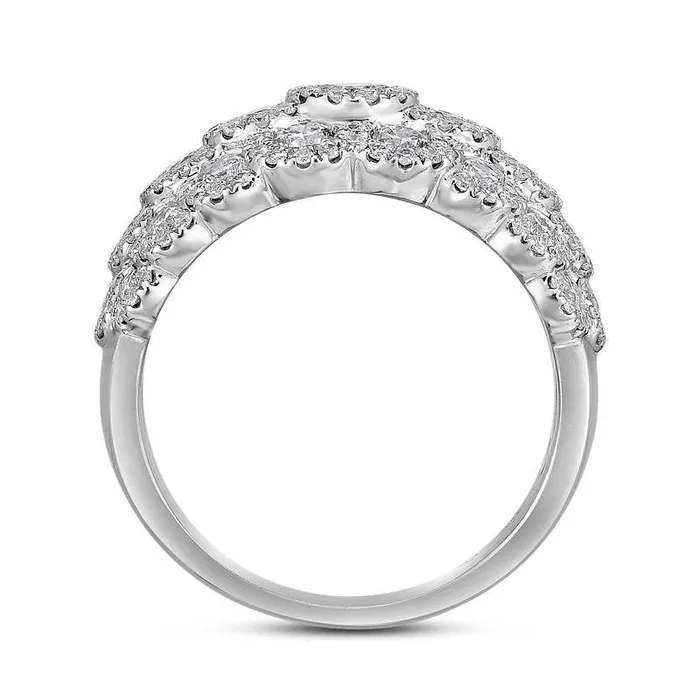 Goldia Rings 15 CT TW Natural Diamond Frame MultiRow Ring in Solid 14K White Gold Goldia Rings 15 CT TW Natural Diamond Frame MultiRow Ring in Solid 14K White Gold