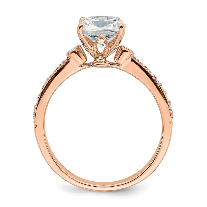 Goldia Rings 150ct CZ Solid Real 14k Rose Polish 1 12ct Cushion Engagement Dia Ring