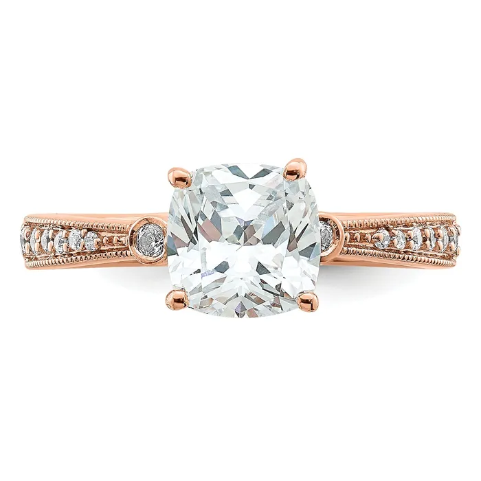 Goldia Rings 150ct CZ Solid Real 14k Rose Polish 1 12ct Cushion Engagement Dia Ring