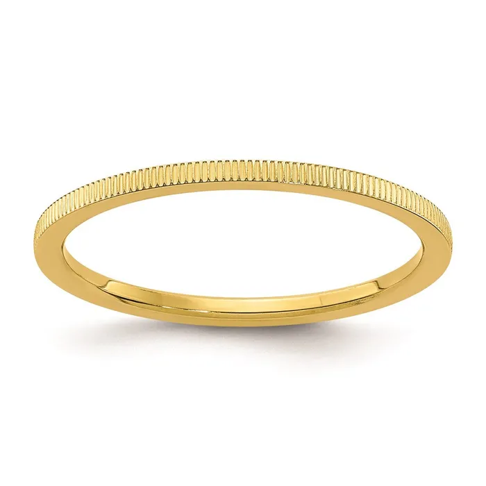 Goldia Rings 10K Gold 12mm Lind Pattern Stackable Band
