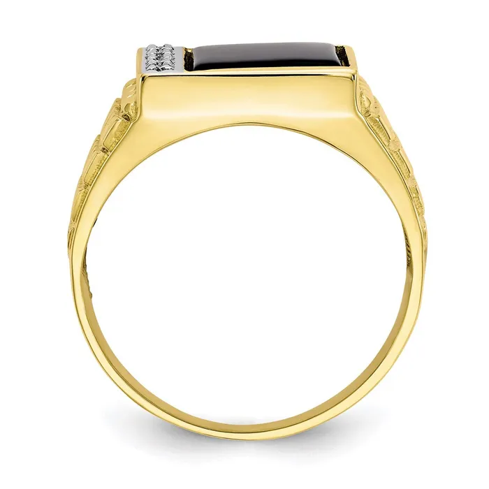 Goldia Rings 10K Yellow Gold Onyx u0026 03ct Real Diamond Mens Ring