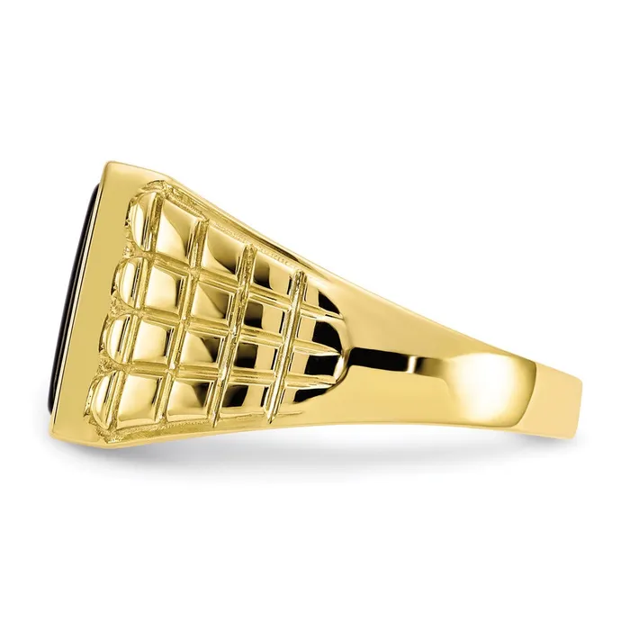 Goldia Rings 10K Yellow Gold Onyx u0026 03ct Real Diamond Mens Ring