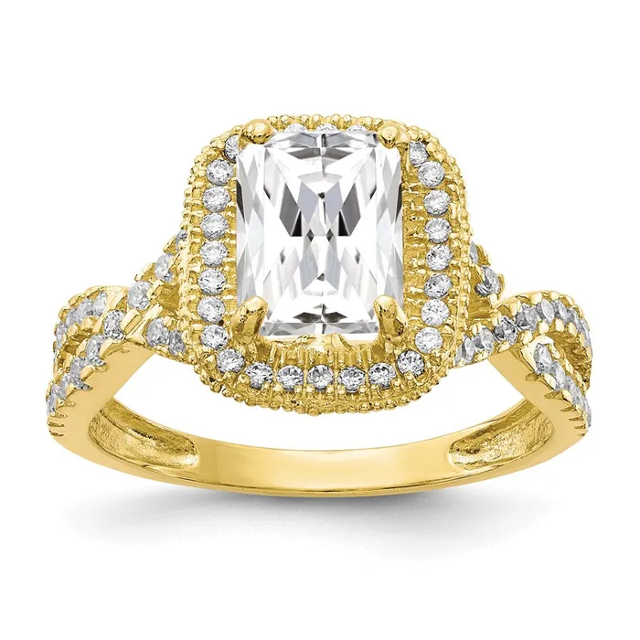 Goldia Rings 10K Yellow Gold Tiara Collection Polished CZ Ring