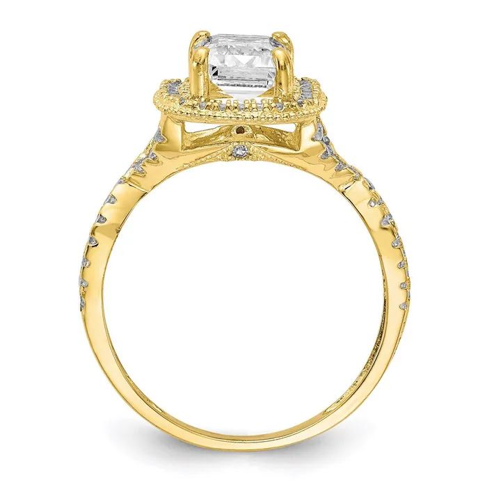 Goldia Rings 10K Yellow Gold Tiara Collection Polished CZ Ring
