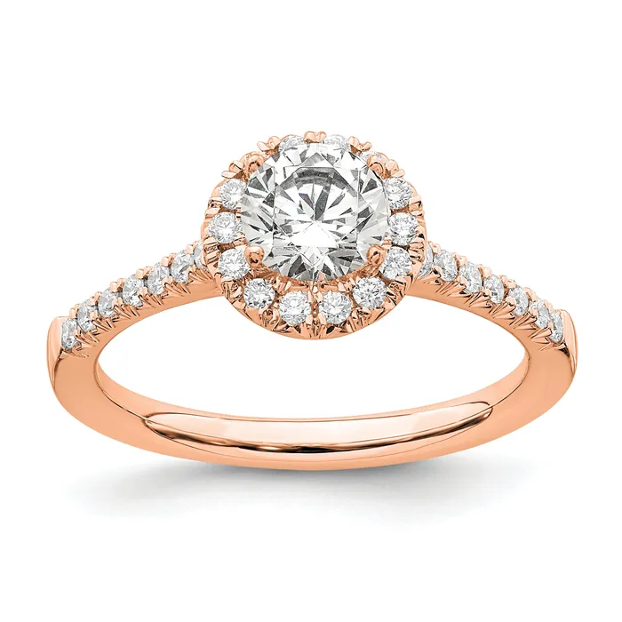 Goldia Rings 14k Rose Gold 34 Ct Lab Grown Diamond VSSI G Round Halo Engagement Ring Goldia Rings 14k Rose Gold 34 Ct Lab Grown Diamond VSSI G Round Halo Engagement Ring