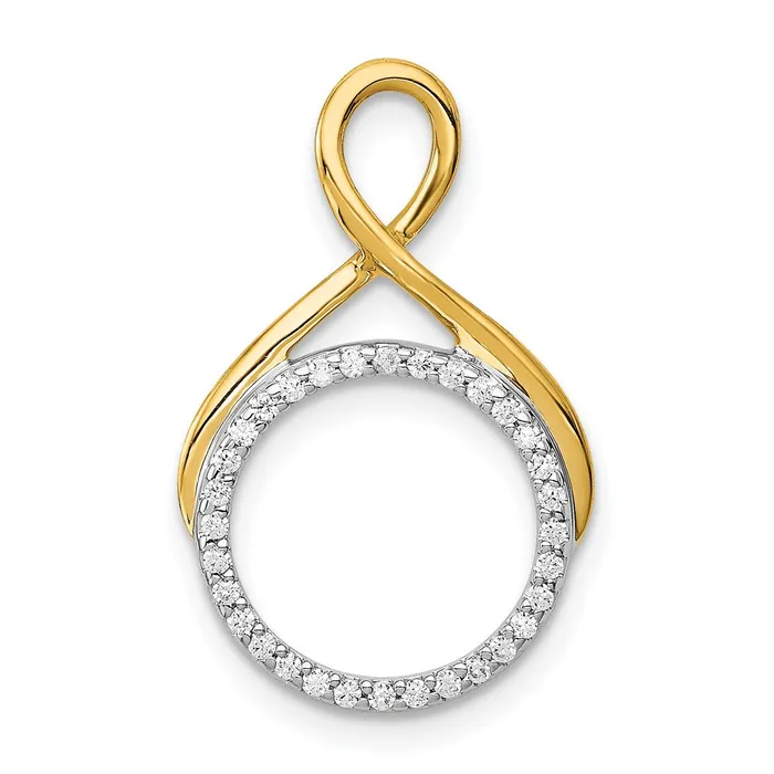 Goldia Rings 14k TwoTone Gold 110ct Real Diamond Fancy Circle Chain Slide