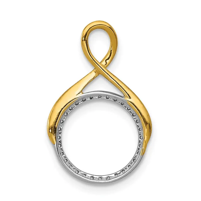 Goldia Rings 14k TwoTone Gold 110ct Real Diamond Fancy Circle Chain Slide