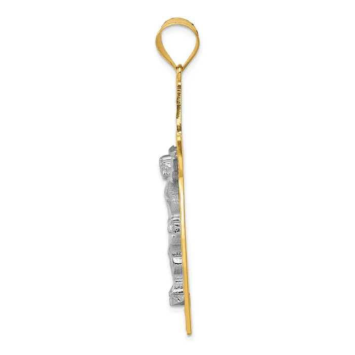 Goldia Rings 14k Twotone Gold Diamondcut Crucifix Pendant